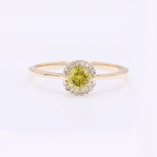 0.49 Ct Round Yellow Diamond 14K Gold Ring