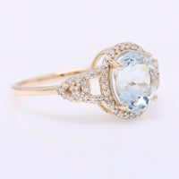 2.14 Ct Oval Mixed Cut Natural Aquamarine 14K Gold Ring