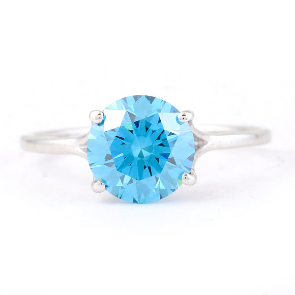 3.04 Carats Blue Lab Grown Diamond 14K Gold Ring