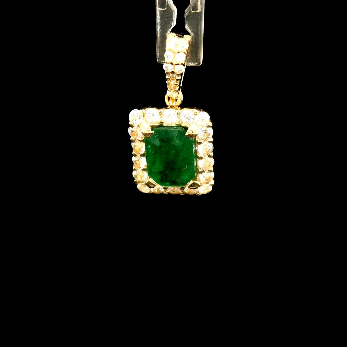 1.30 Ct Octagon Emerald 14K Gold Pendant