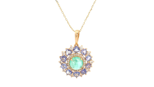 2.15 Ct Round Emerald 14K Gold Pendant