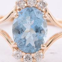 1.35 Ct Oval Natural Aquamarine 14K Gold Ring