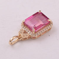 3.35 Ct Octagon Pink Topaz 9K Gold Pendant