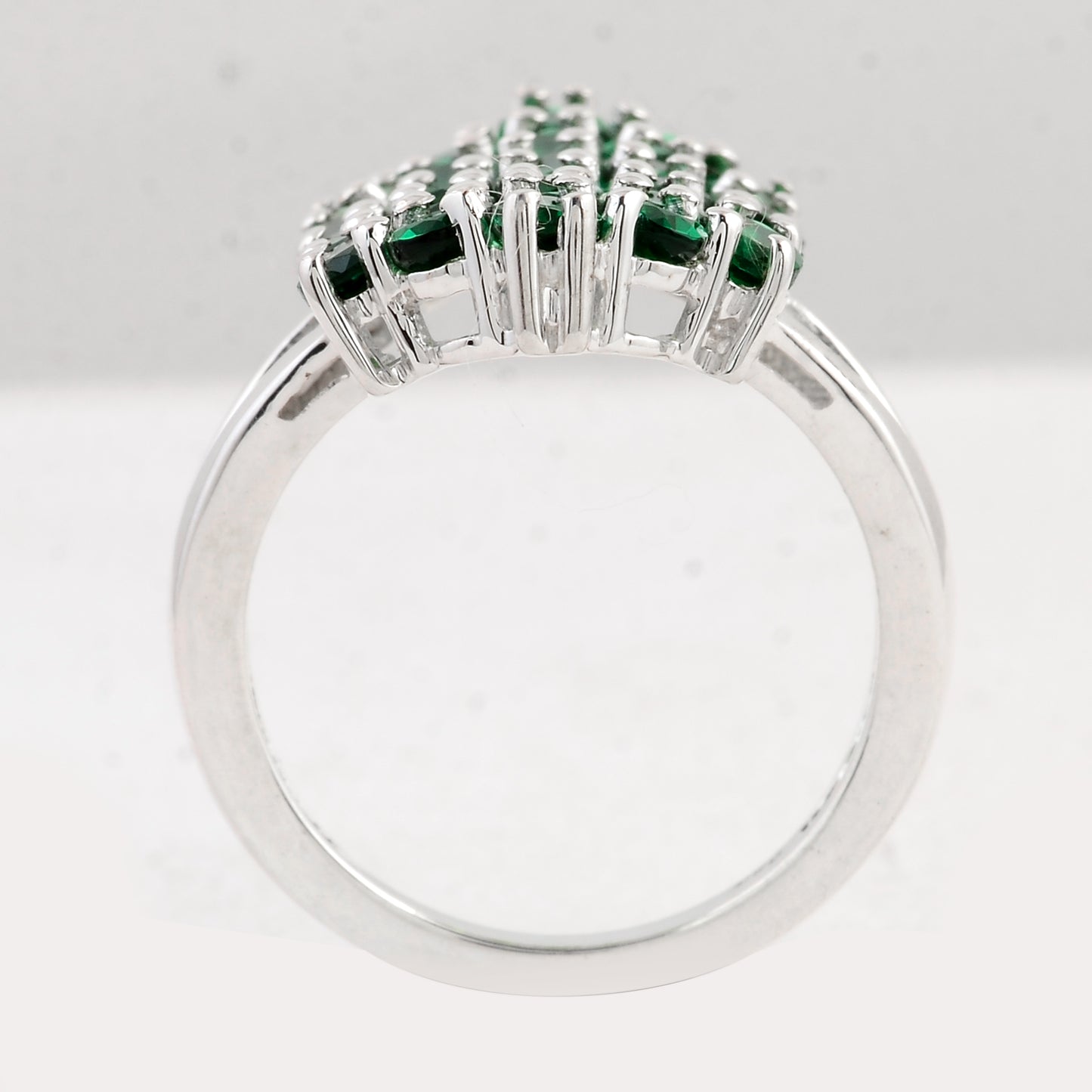 3.40 Ct Oval Created Glass Emerald 925 Sterling Silver Ring