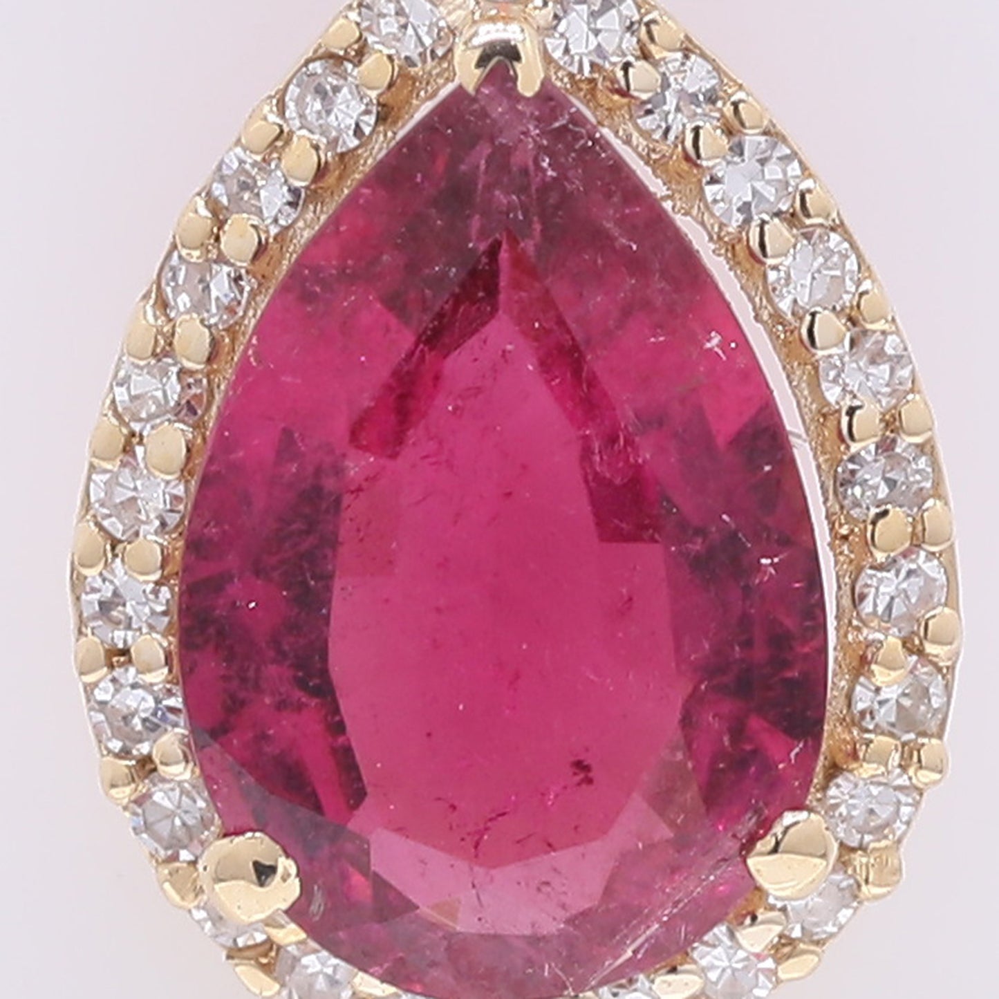 1.15 Ct Pear Mixed Cut Natural Rubellite 14K Gold Pendant