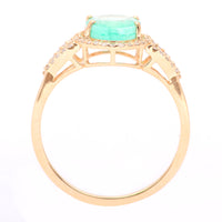 1.89 Ct Oval Mixed Cut Natural Emerald 14K Gold Ring