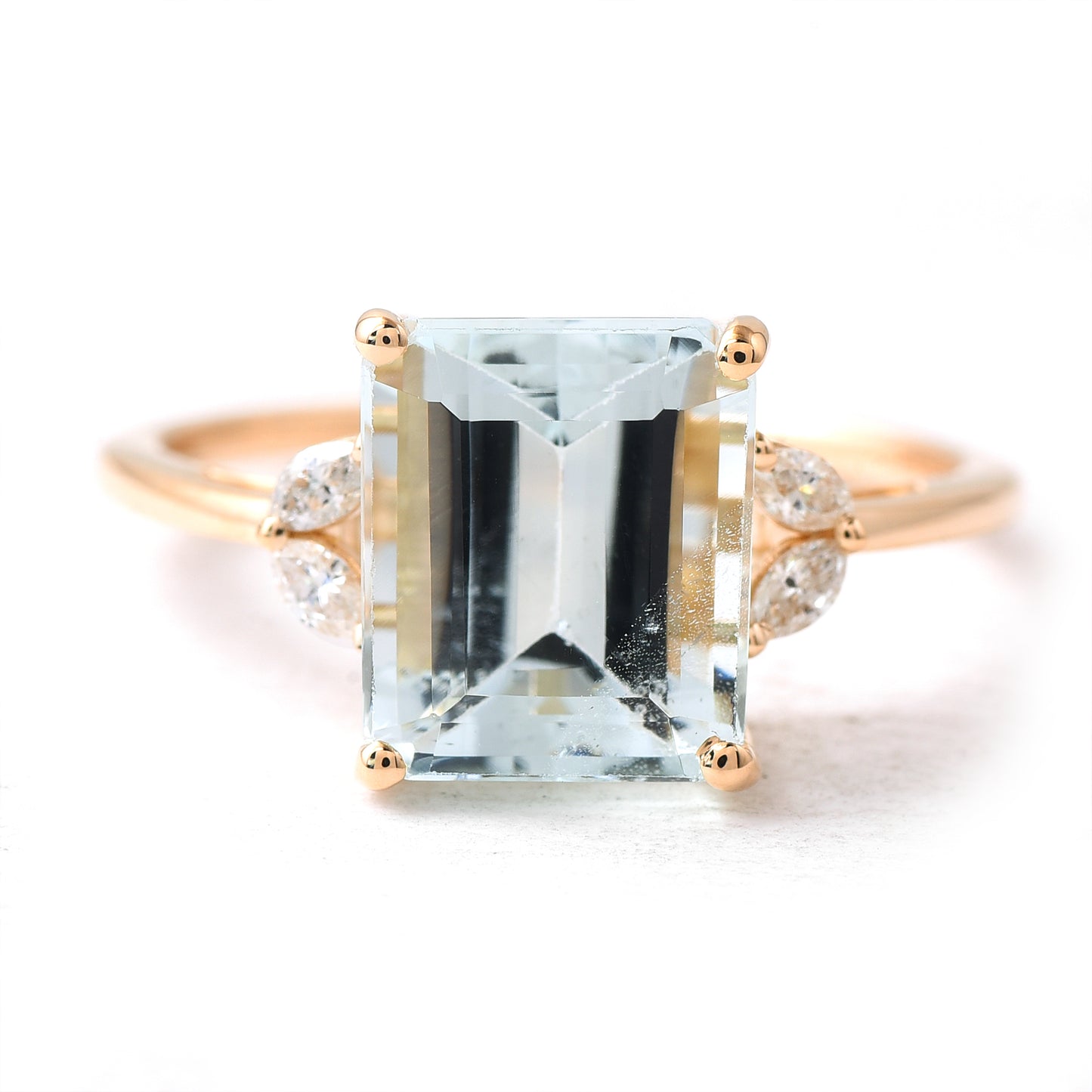 3.02 Ct Octagon Aquamarine 14K Gold Ring