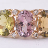 2.77 Ct Oval Natural Multi-Coloured Tourmaline 14K Gold Ring