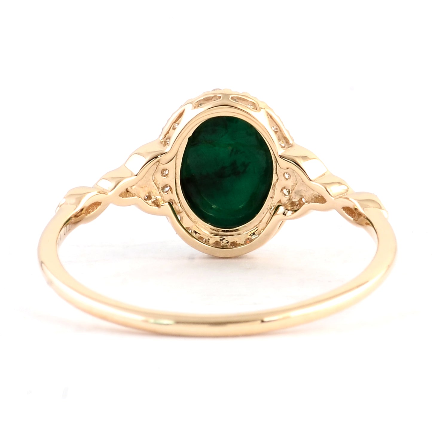 1.45 Ct Oval Cabochon Natural Beryl Emerald 14K Gold Ring