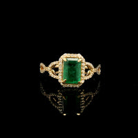 1.52 Ct Octagon Step Cut Natural Emerald 14K Gold Ring