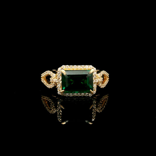 2.18 Ct Emerald Cut Lab Grown Emerald 14K Gold Ring