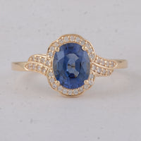1.72 Ct Oval Sapphire 9K Gold Ring