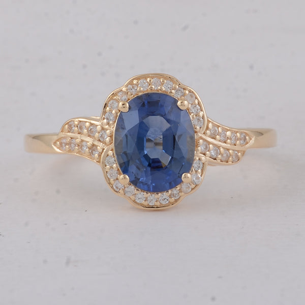 1.72 Ct Oval Sapphire 9K Gold Ring