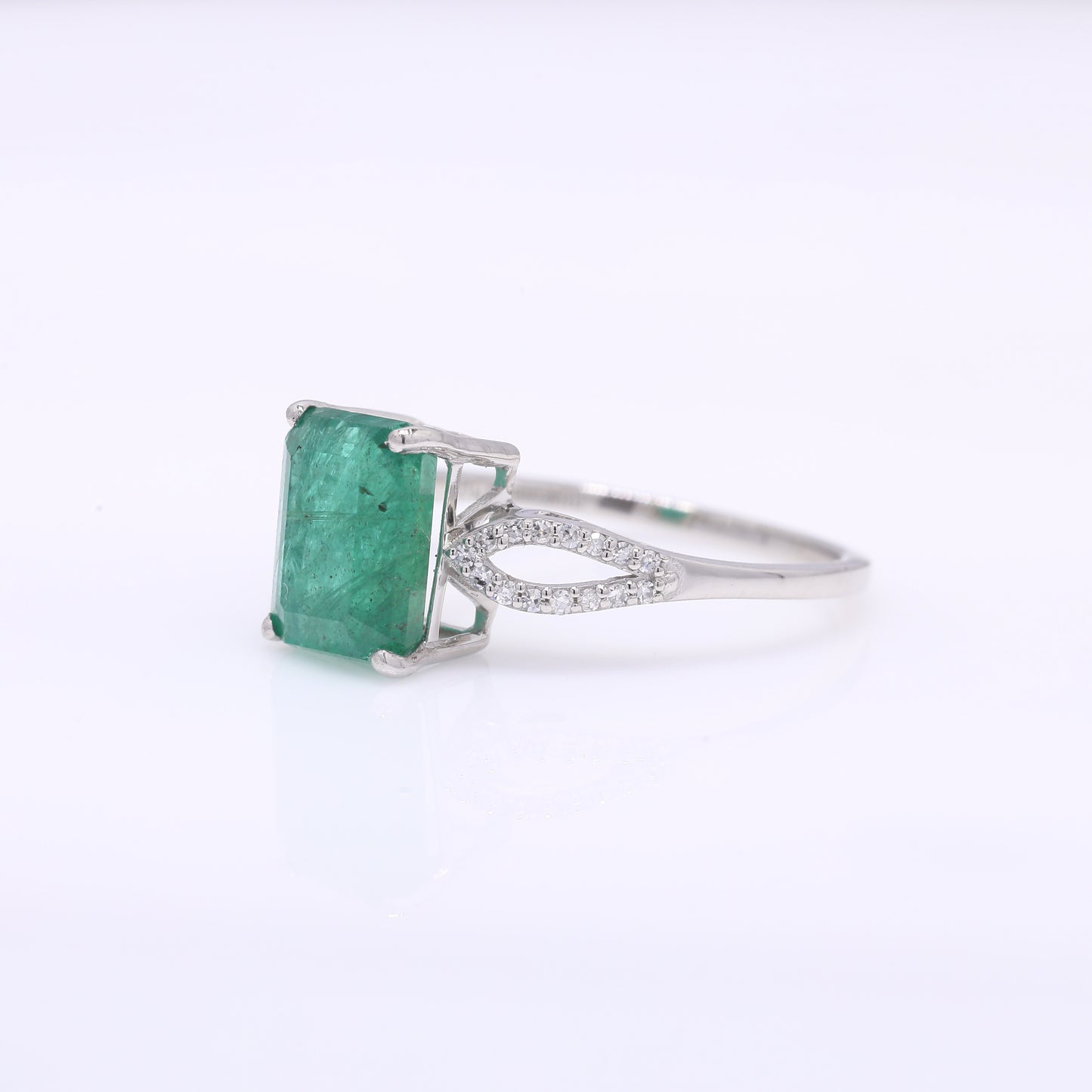 2.62 Ct Octagon Step Cut Natural Emerald 950 Platinum Ring