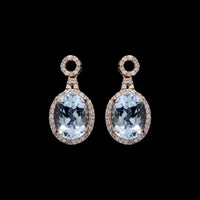 3.58 Ct Oval Mixed Cut Natural Aquamarine 14K Gold Earrings
