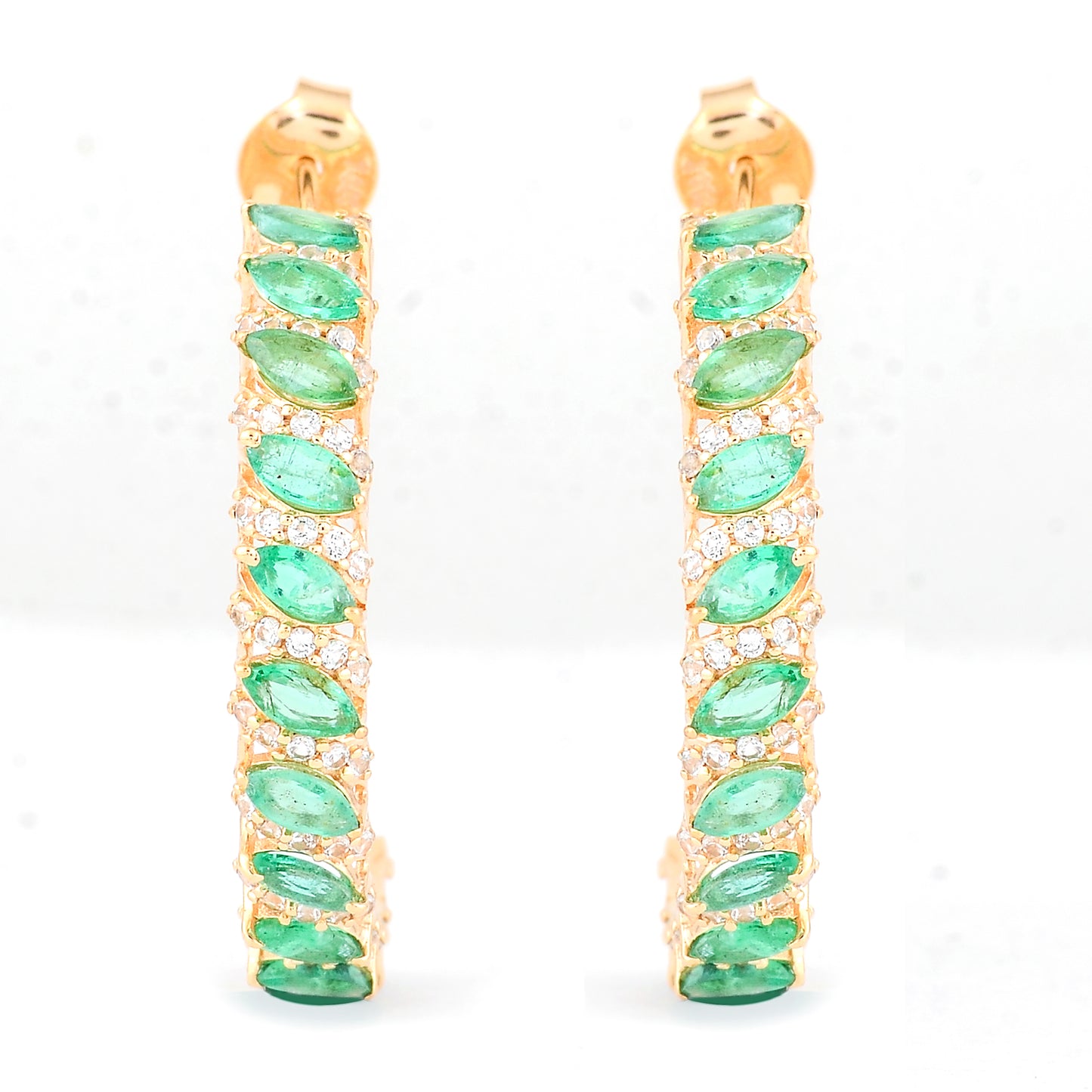 2.23 Ct Marquise Emerald 14K Gold Earrings