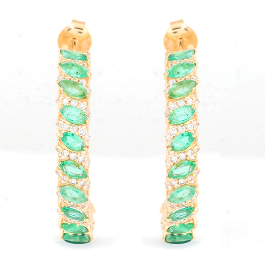 2.23 Ct Marquise Emerald 14K Gold Earrings