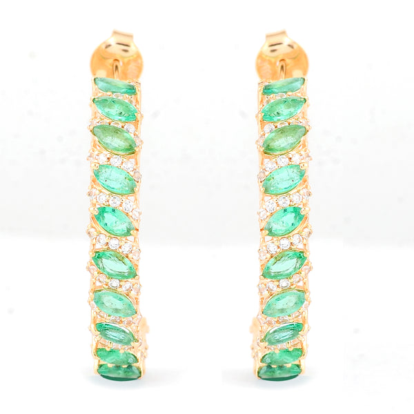 2.23 Ct Marquise Emerald 14K Gold Earrings
