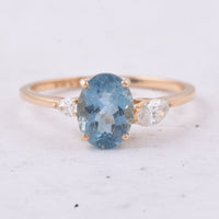 1.58 Ct Oval Natural Aquamarine 14K Gold Ring
