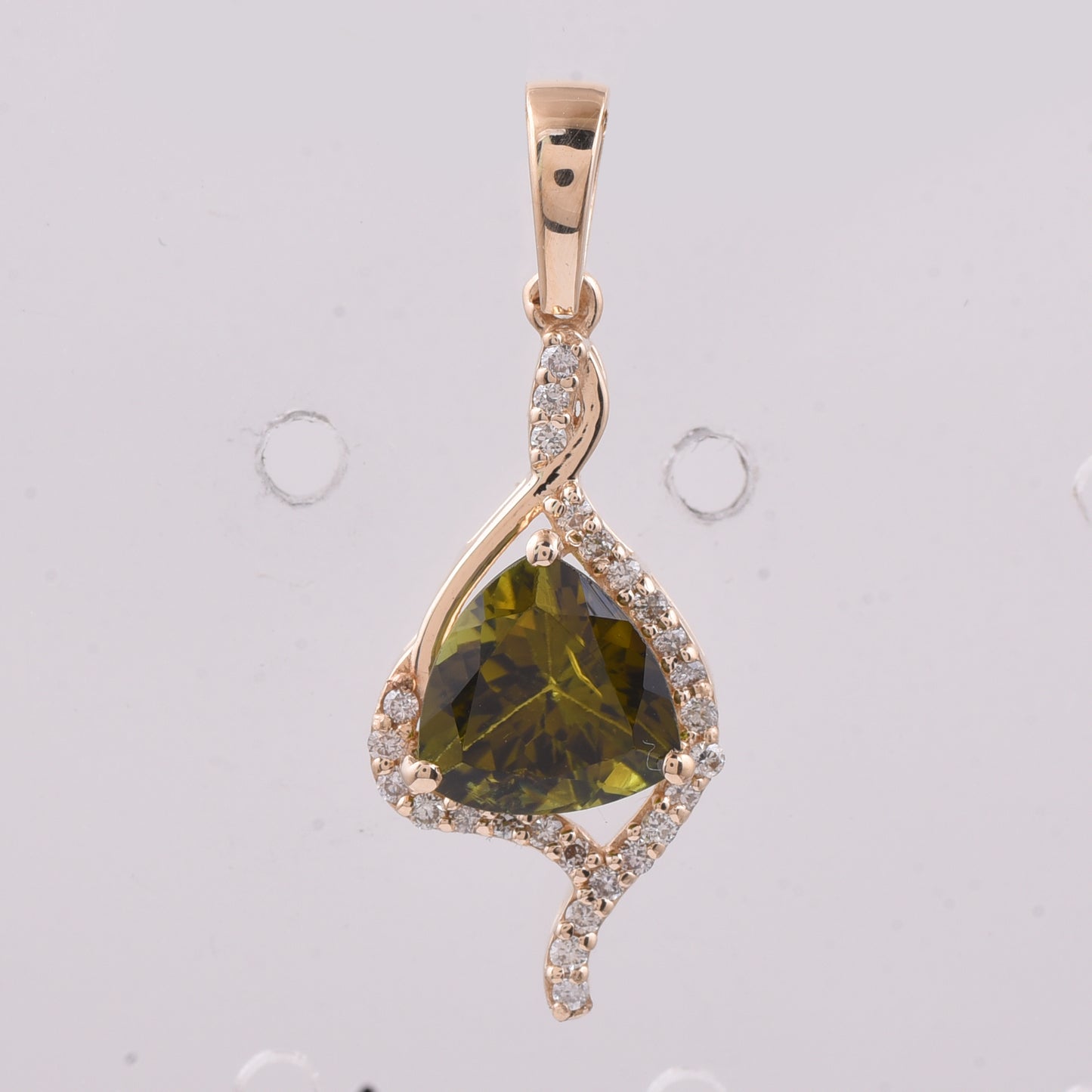1.55 Ct Triangle Natural Tourmaline 14K Gold Pendant