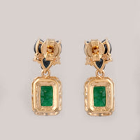 3.47 Ct Octagon Emerald 14K Gold Earrings