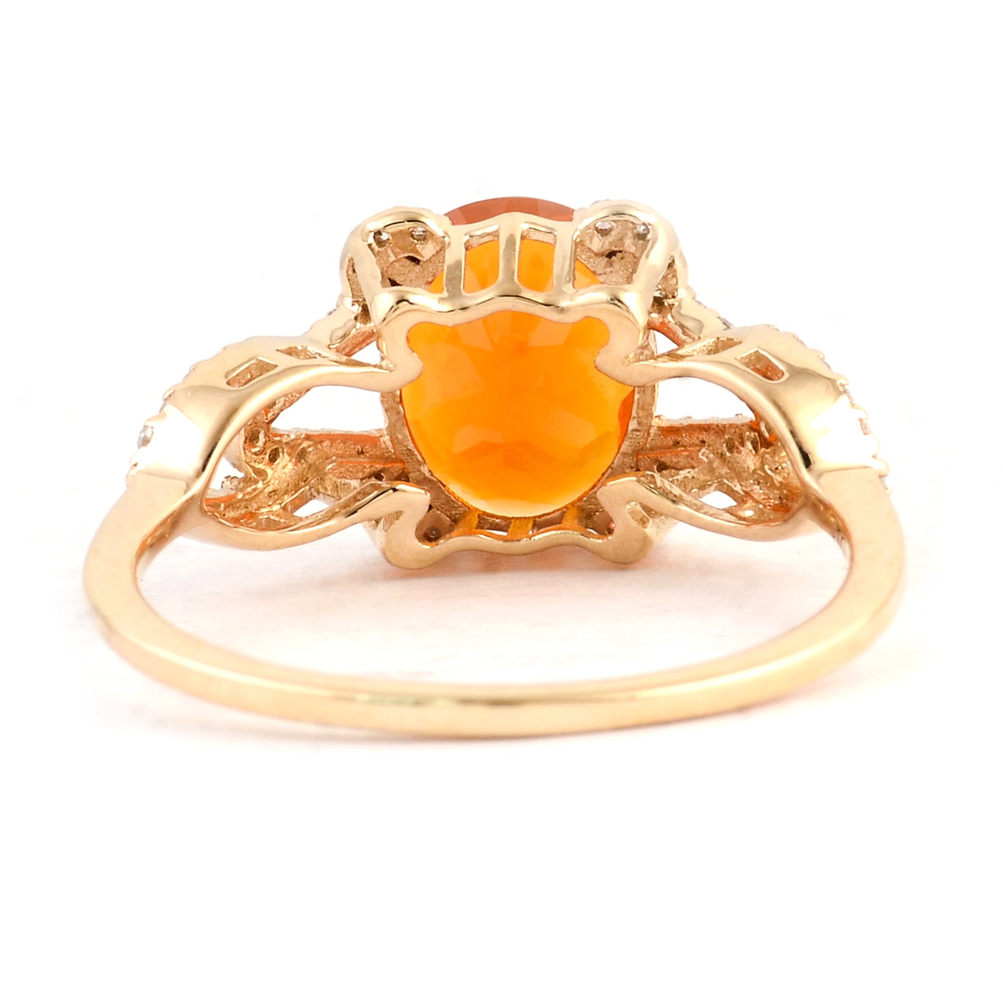 1.35 Ct Oval Mixed Cut Natural Fire Opal 14K Gold Ring