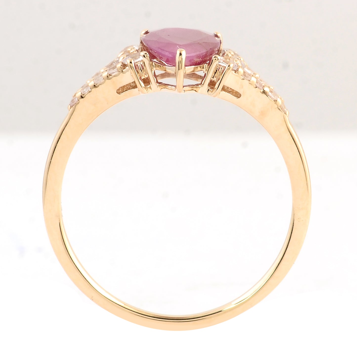 1.65 Ct Pear Ruby 14K Gold Ring