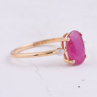 1.83 Ct Oval Natural Ruby 14K Gold Ring