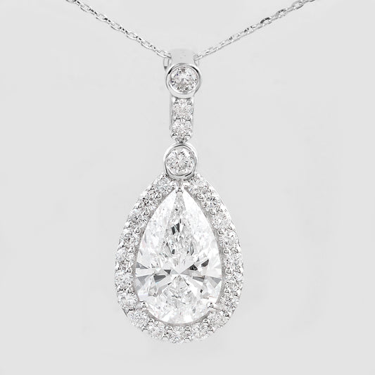 3.74 Carats Lab Grown Diamond 14K Gold Pendant