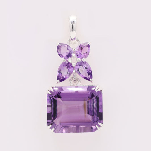 5.62 Ct Octagon Amethyst 925 Silver Pendant