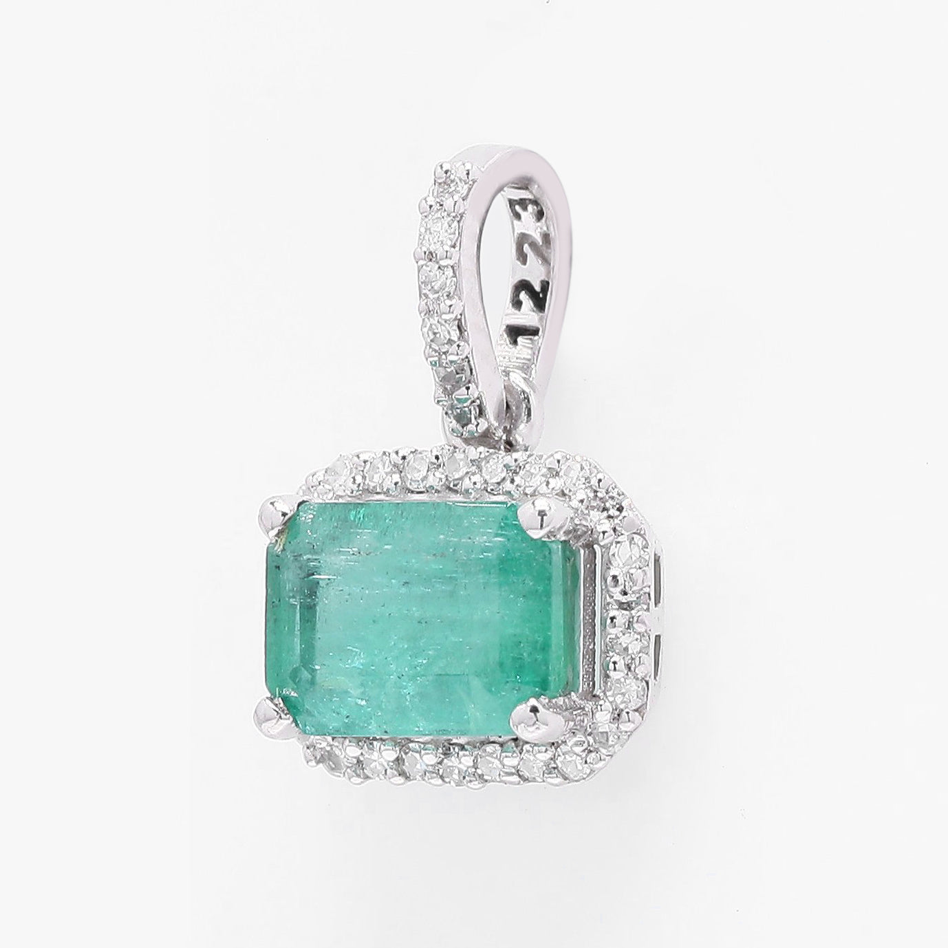 1.16 Ct Octagon Step Cut Natural Emerald 950 Platinum Pendant