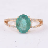 2.07 Ct Oval Natural Emerald 14K Gold Ring