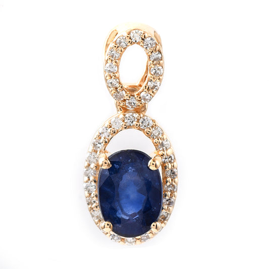 1.15 Ct Oval Mixed Cut Natural Sapphire 14K Gold Pendant