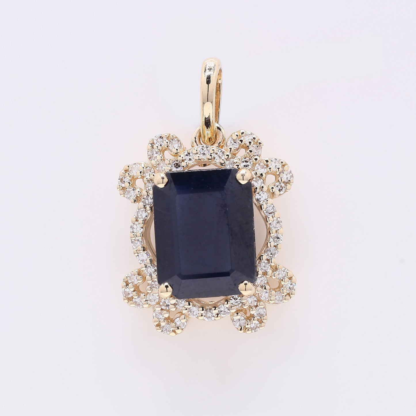 2.78 Ct Octagon Step Cut Natural Sapphire 14K Gold Pendant