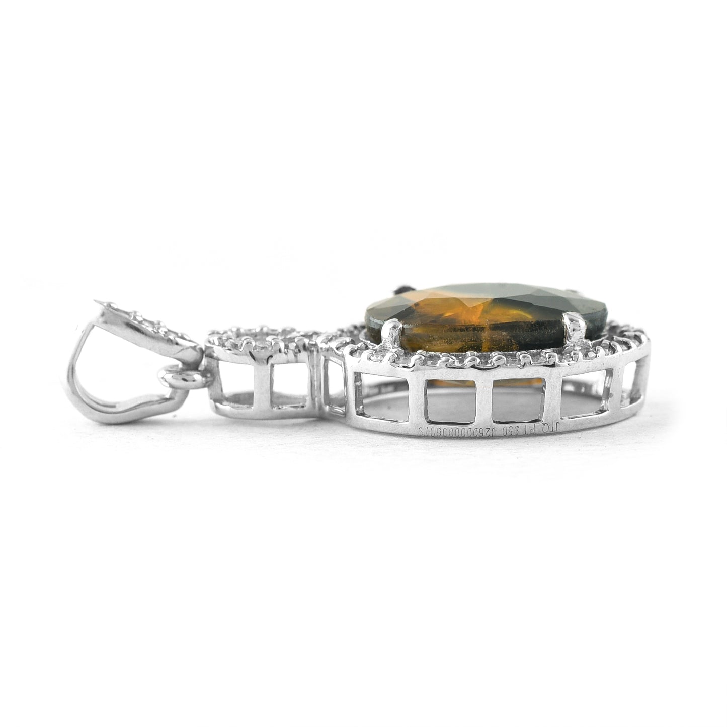 2.76 Ct Oval Mixed Cut Natural Bi-Coloured Sapphire 950 Platinum Pendant