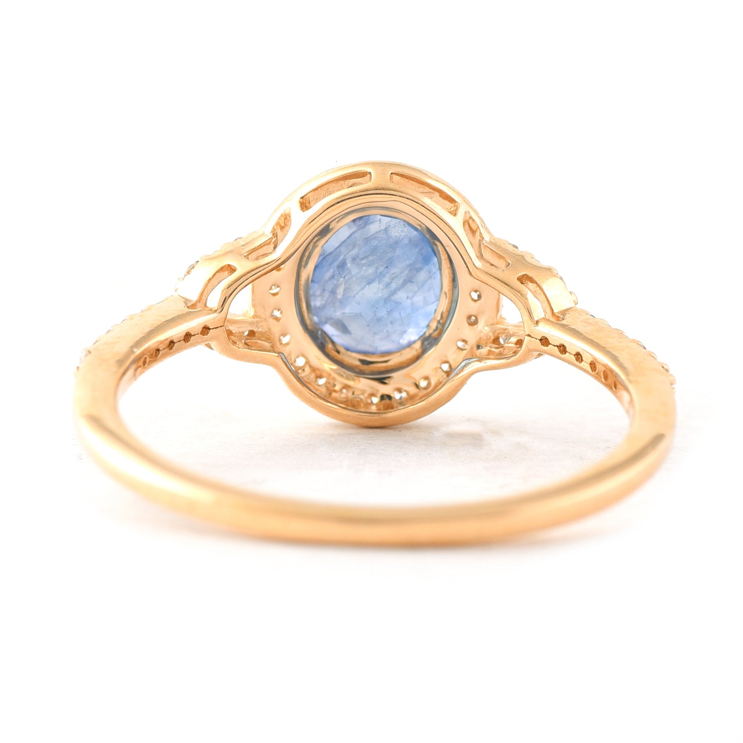 1.71 Ct Oval Mixed Cut Natural Sapphire 14K Gold Ring