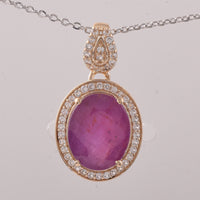 2.95 Ct Oval Ruby 9K Gold Pendant