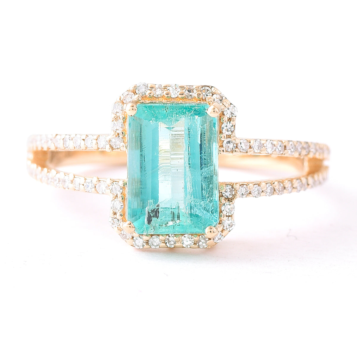 1.89 Ct Octagon Step Cut Natural Emerald 14K Gold Ring