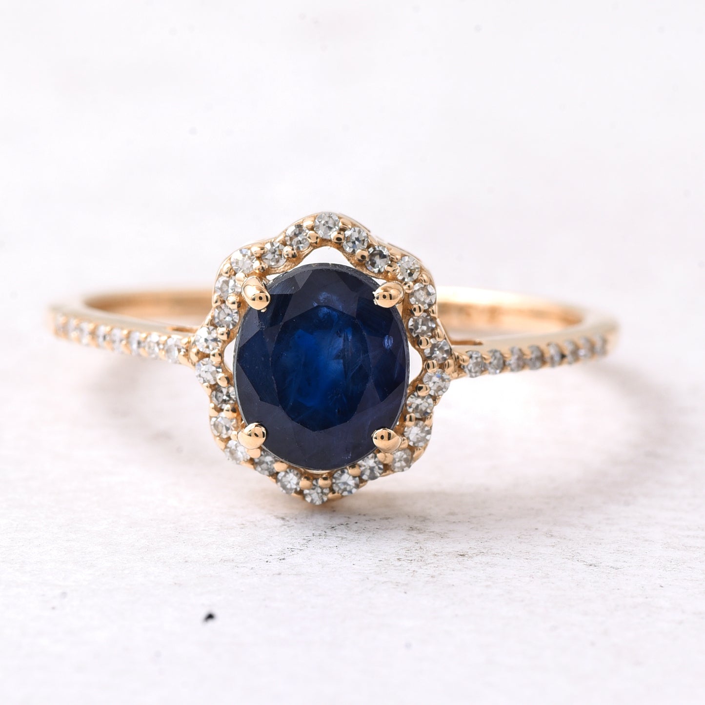 1.71 Ct Oval Mixed Cut Natural Sapphire 14K Gold Ring