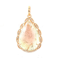 12.65 Ct Pear Cabochon Cut Natural Tourmaline 14K Gold Pendant