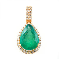 1.72 Ct Pear Mixed Cut Natural Emerald 14K Gold Pendant