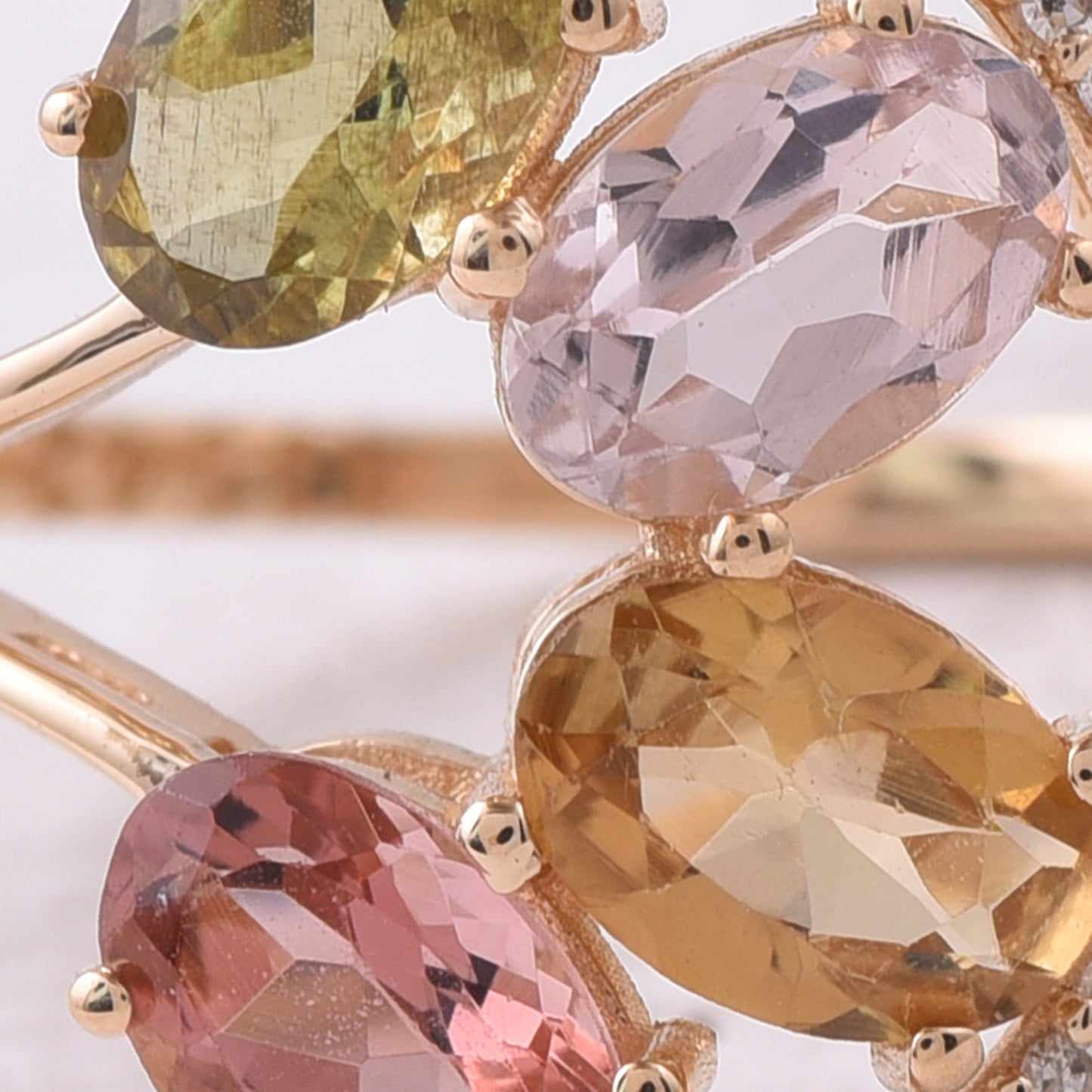 1.64 Ct Oval Natural Multi-Coloured Tourmaline 14K Gold Ring