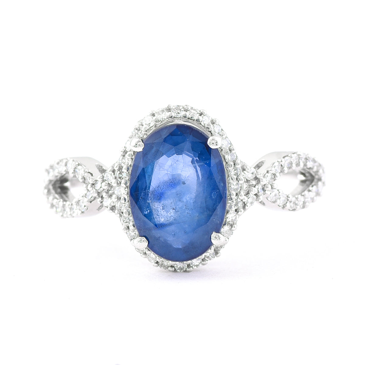 2.42 Ct Oval Mixed Cut Natural Sapphire 950 Platinum Ring
