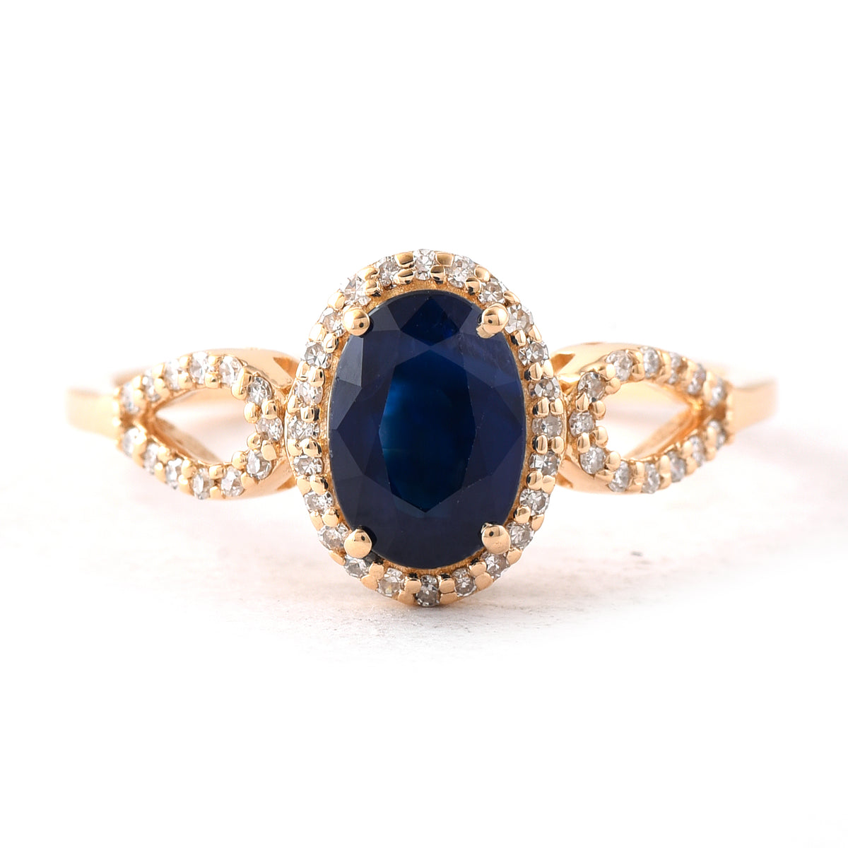 1.54 Ct Oval Mixed Cut Natural Sapphire 14K Gold Ring