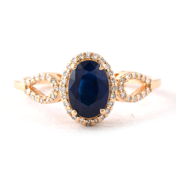 1.54 Ct Oval Mixed Cut Natural Sapphire 14K Gold Ring