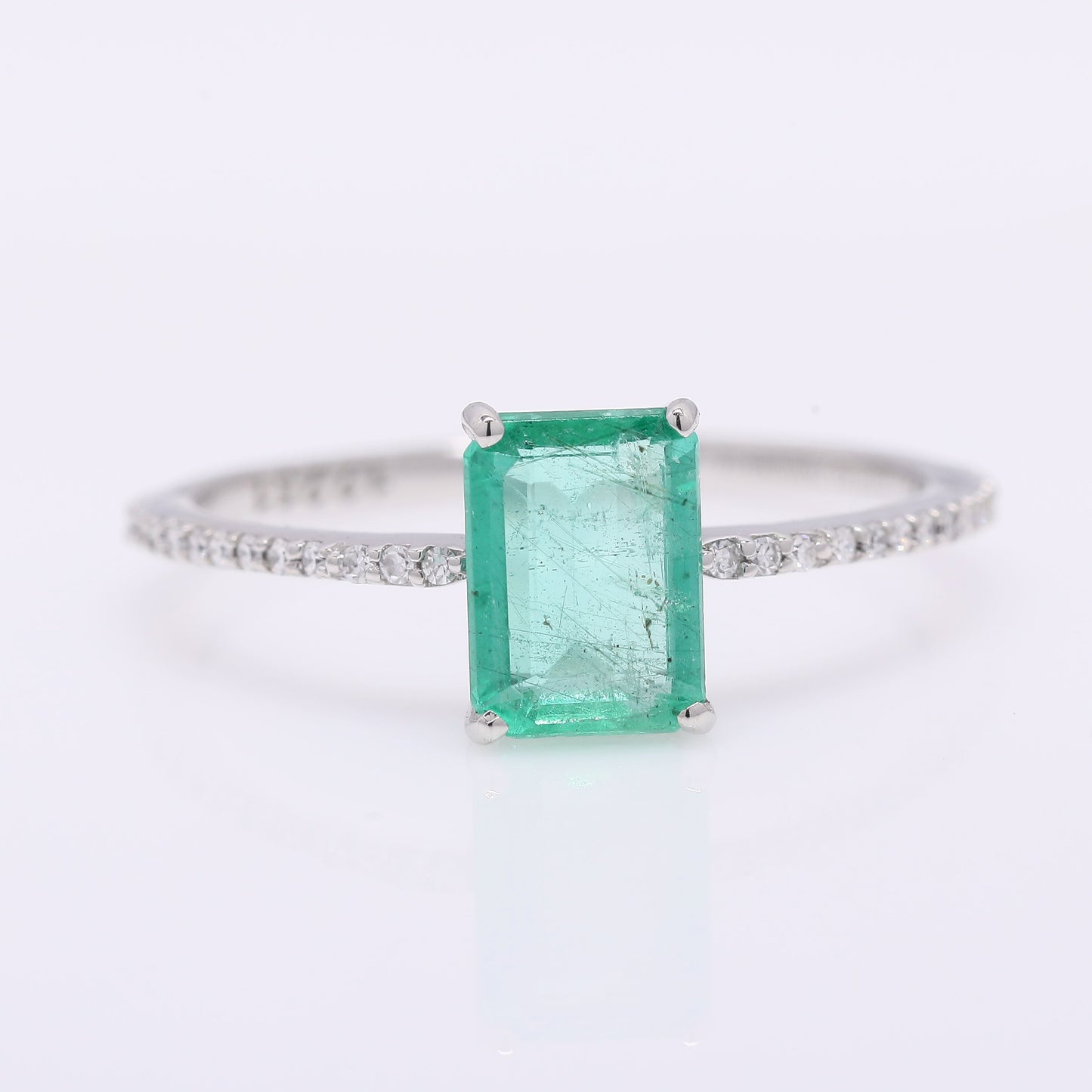 1.17 Ct Octagon Step Cut Natural Emerald 950 Platinum Ring