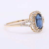 1.22 Ct Cushion Mixed Cut Natural Sapphire 14K Gold Ring