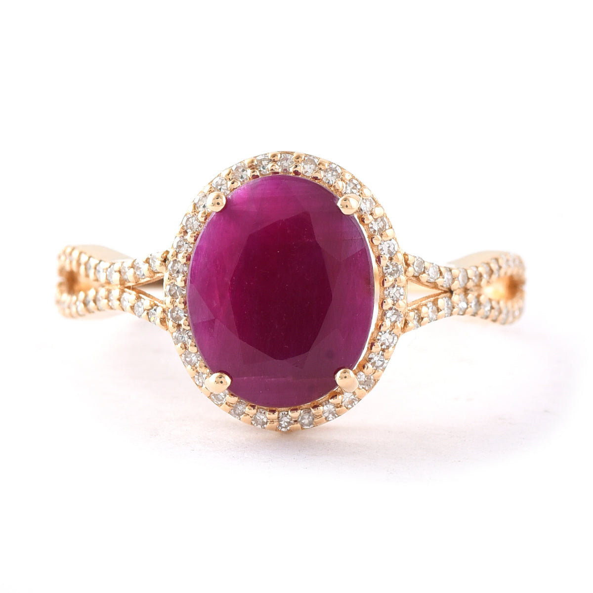 3.62 Ct Oval Mixed Cut Natural Ruby 14K Gold Ring