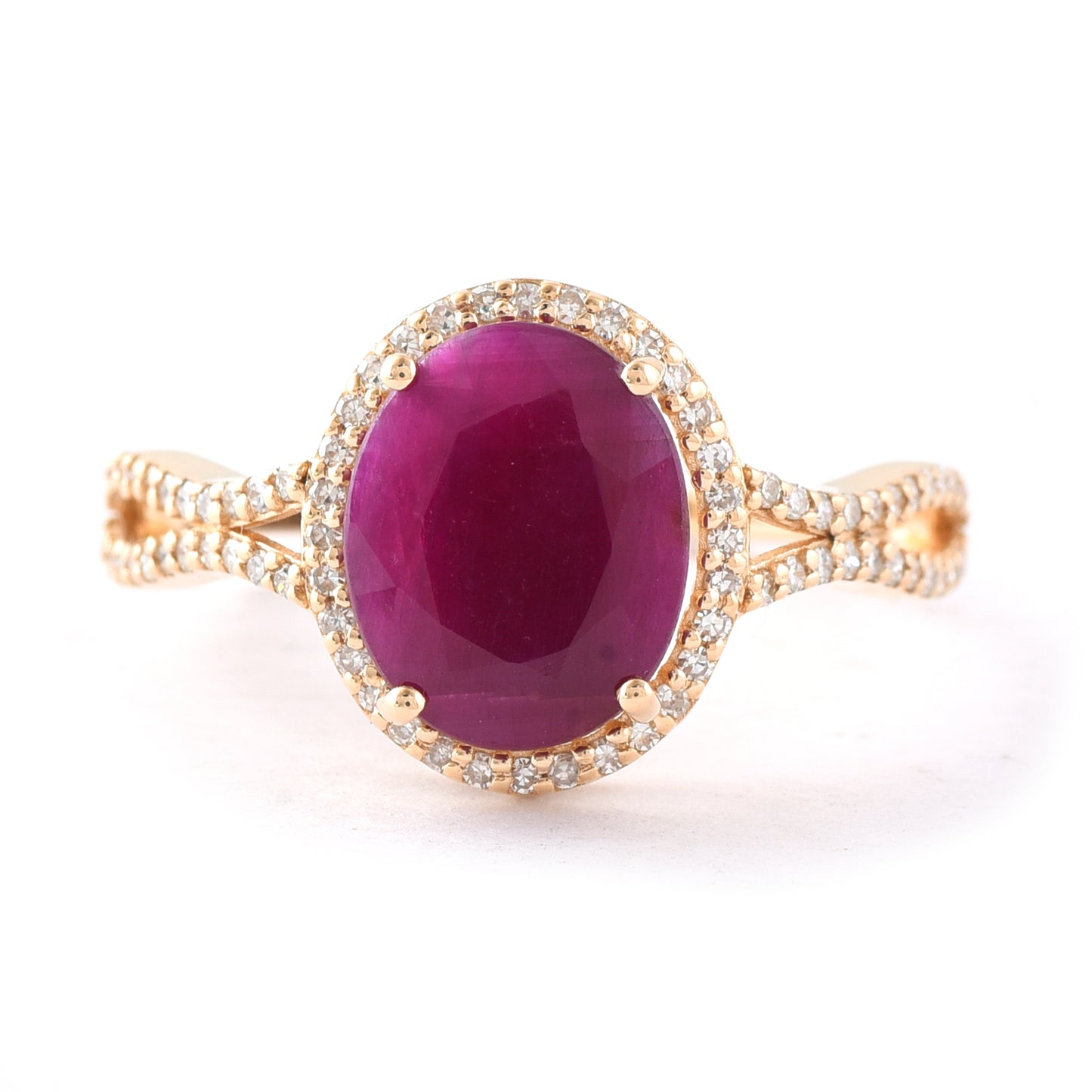 3.62 Ct Oval Mixed Cut Natural Ruby 14K Gold Ring