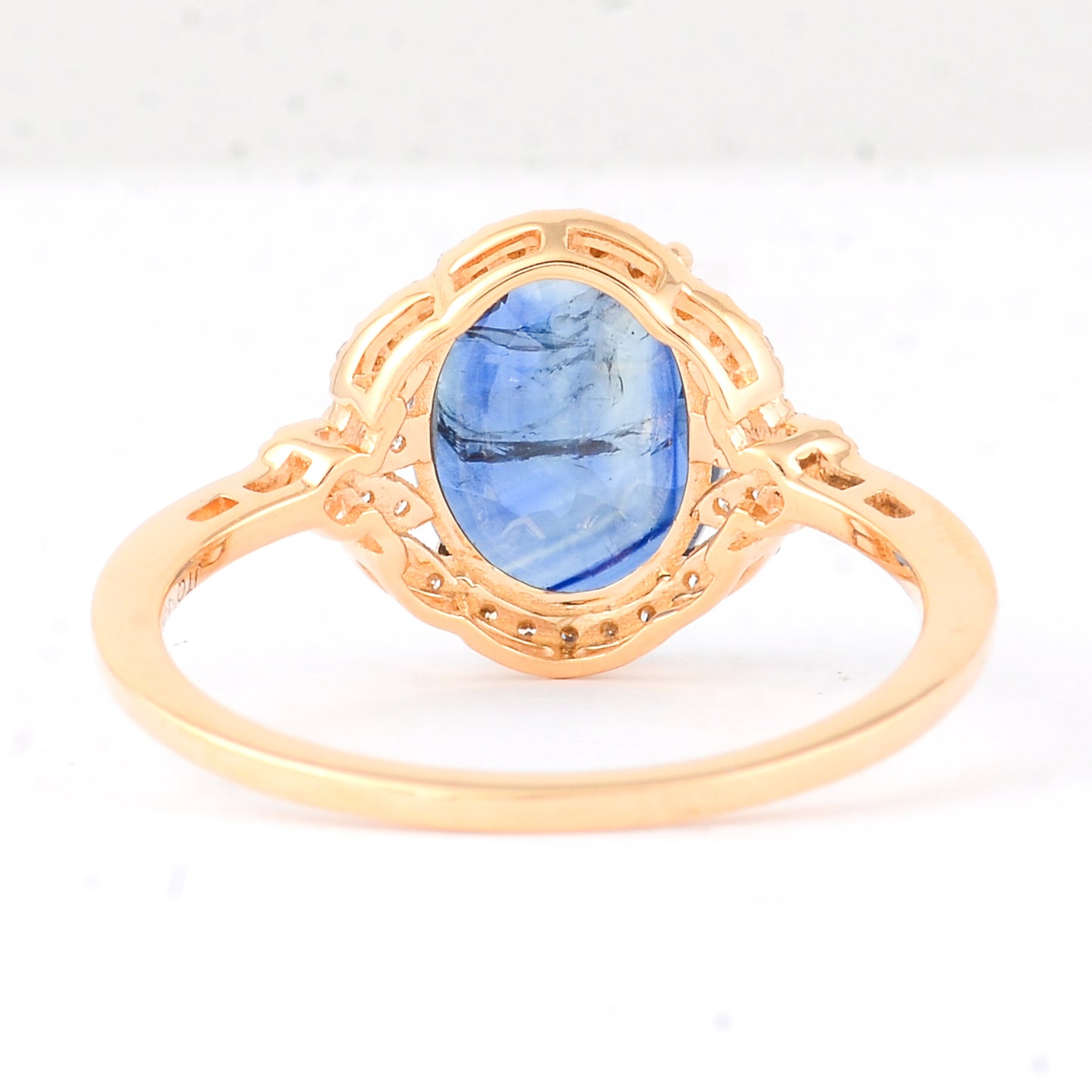 2.42 Ct Oval Mixed Cut Natural Sapphire 14K Gold Ring